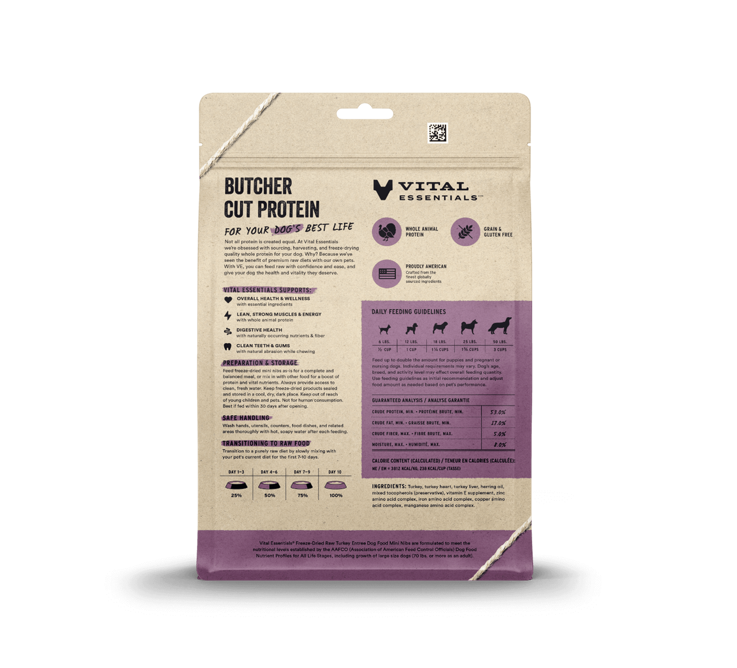 Vital Essentials® Freeze-Dried Raw Turkey Entree Dog Food Mini Nibs, 14oz