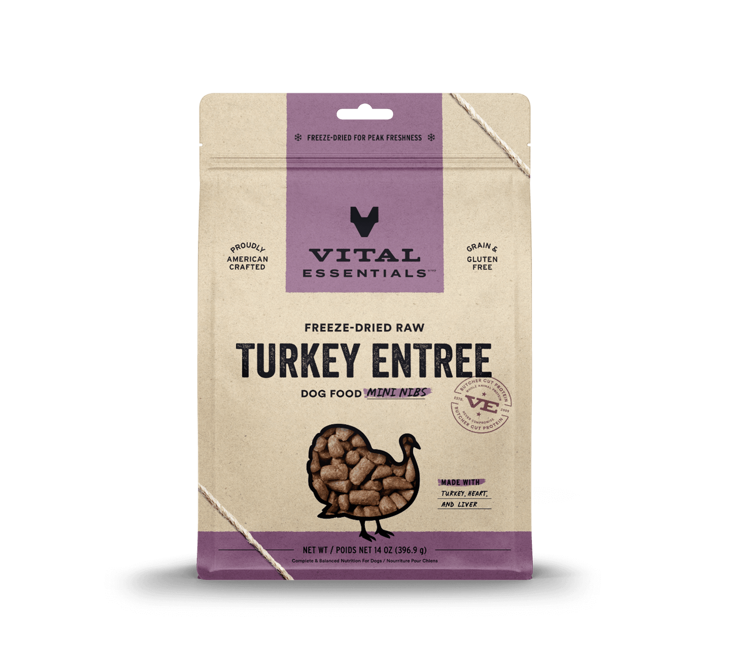 Vital Essentials® Freeze-Dried Raw Turkey Entree Dog Food Mini Nibs, 14oz