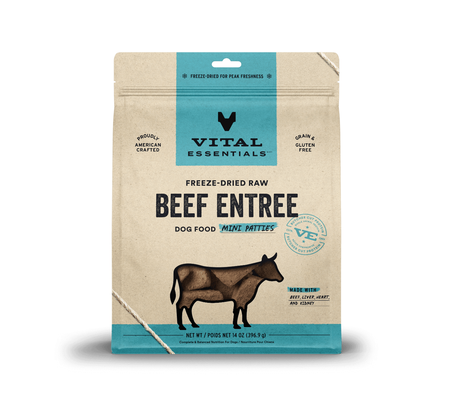 Vital Essentials® Freeze-Dried Raw Beef Entree Dog Food Mini Patties, 14oz