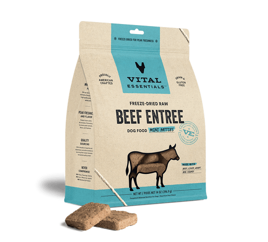 Vital Essentials® Freeze-Dried Raw Beef Entree Dog Food Mini Patties, 14oz