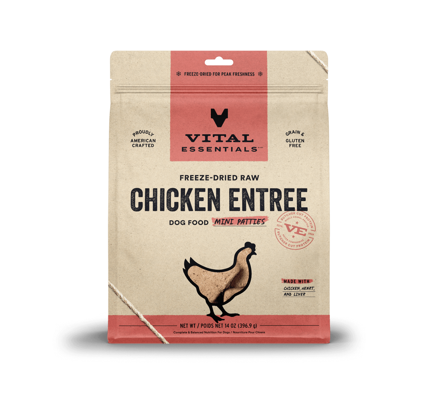 Vital Essentials® Freeze-Dried Raw Chicken Entree Dog Food Mini Patties, 14oz