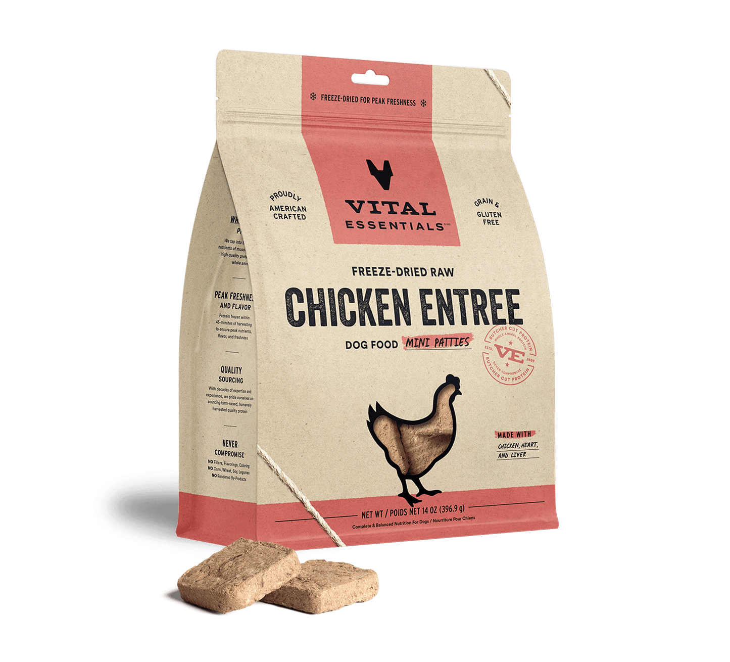 Vital Essentials® Freeze-Dried Raw Chicken Entree Dog Food Mini Patties, 14oz