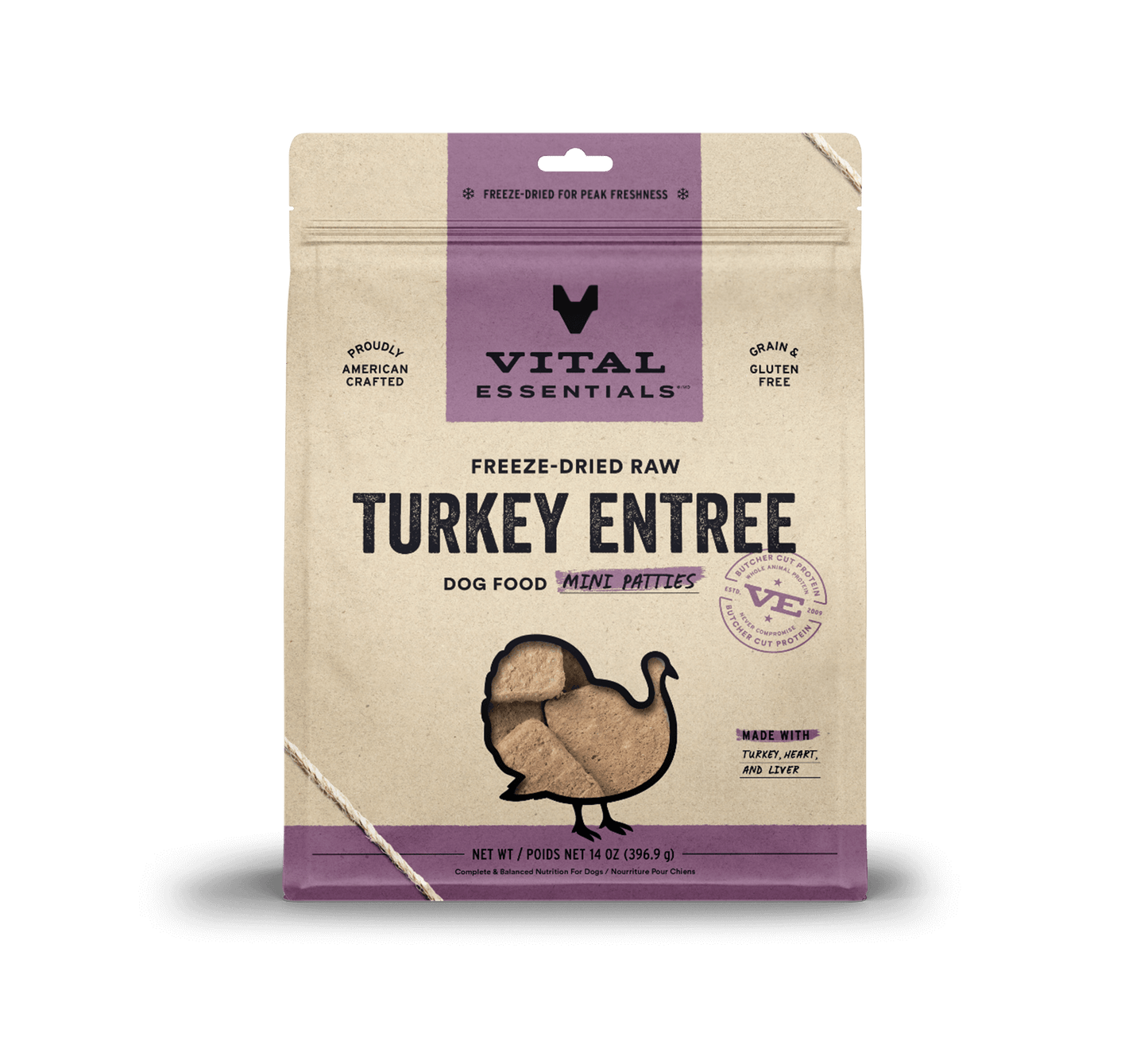 Vital Essentials® Freeze-Dried Raw Turkey Entree Dog Food Mini Patties, 14oz