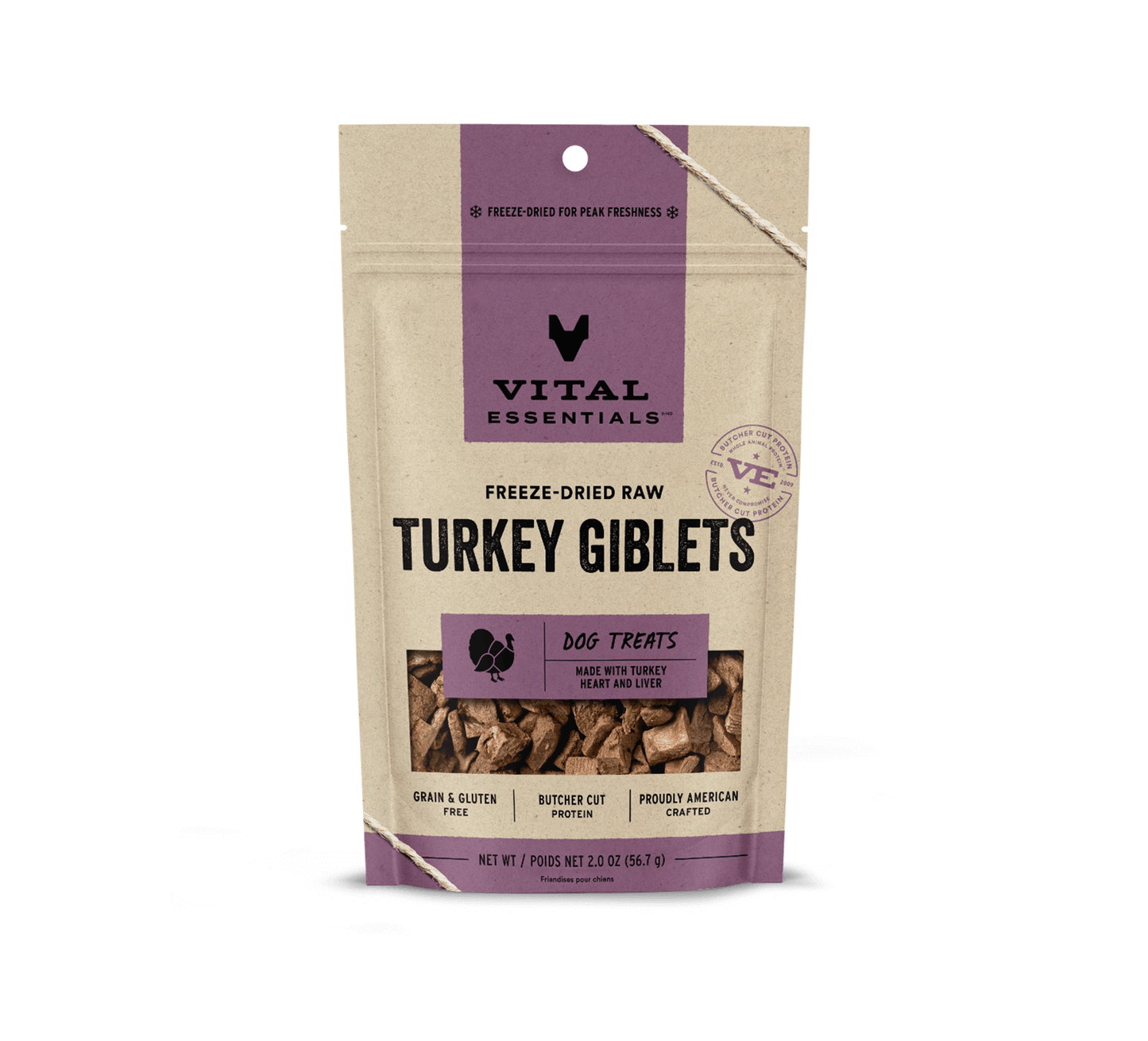 Vital Essentials® Freeze-Dried Raw Turkey Giblets Dog Treats, 2.0 oz