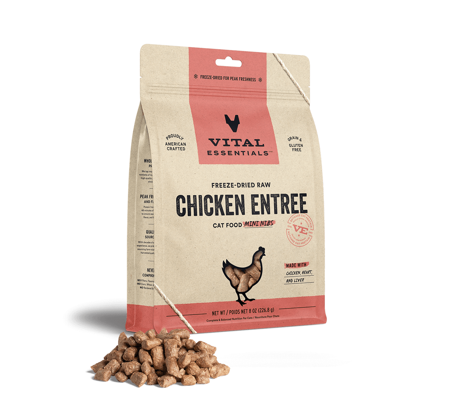 Vital Essentials® Freeze-Dried Raw Chicken Entree Cat Food Mini Nibs, 8oz
