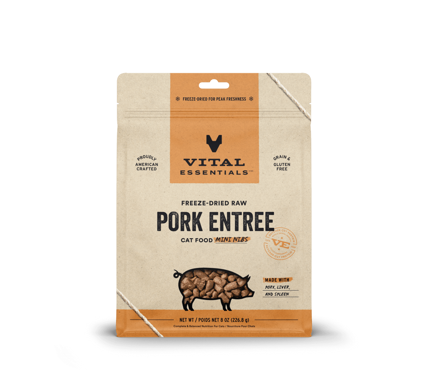 Vital Essentials® Freeze-Dried Raw Pork Entree Cat Food Mini Nibs, 8 oz