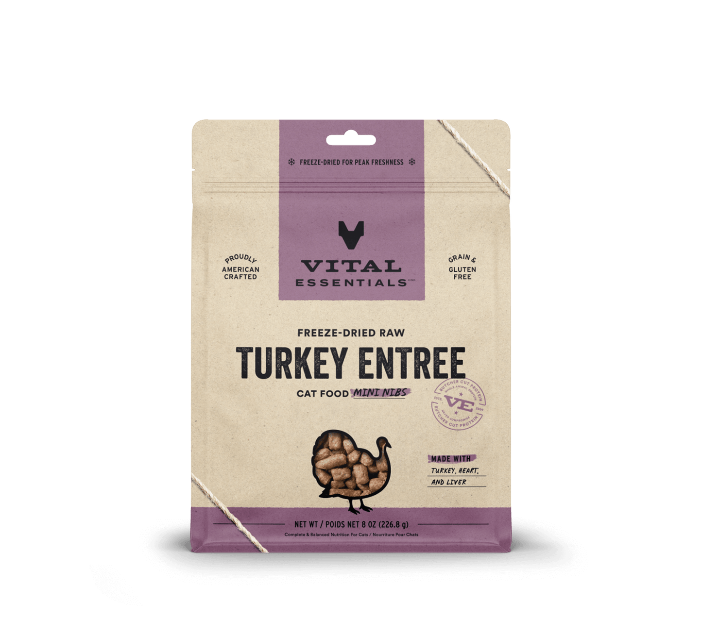 Vital Essentials® Freeze-Dried Raw Turkey Entree Cat Food Mini Nibs, 8 oz