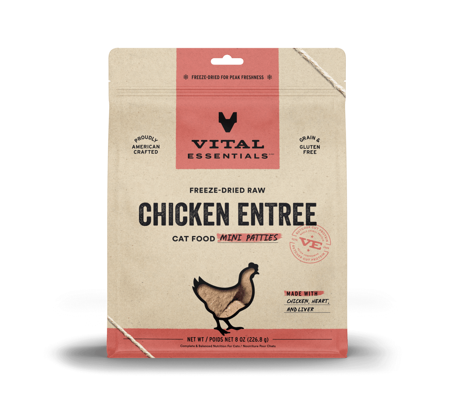Vital Essentials® Freeze-Dried Raw Chicken Entree Cat Food Mini Patties, 8 oz