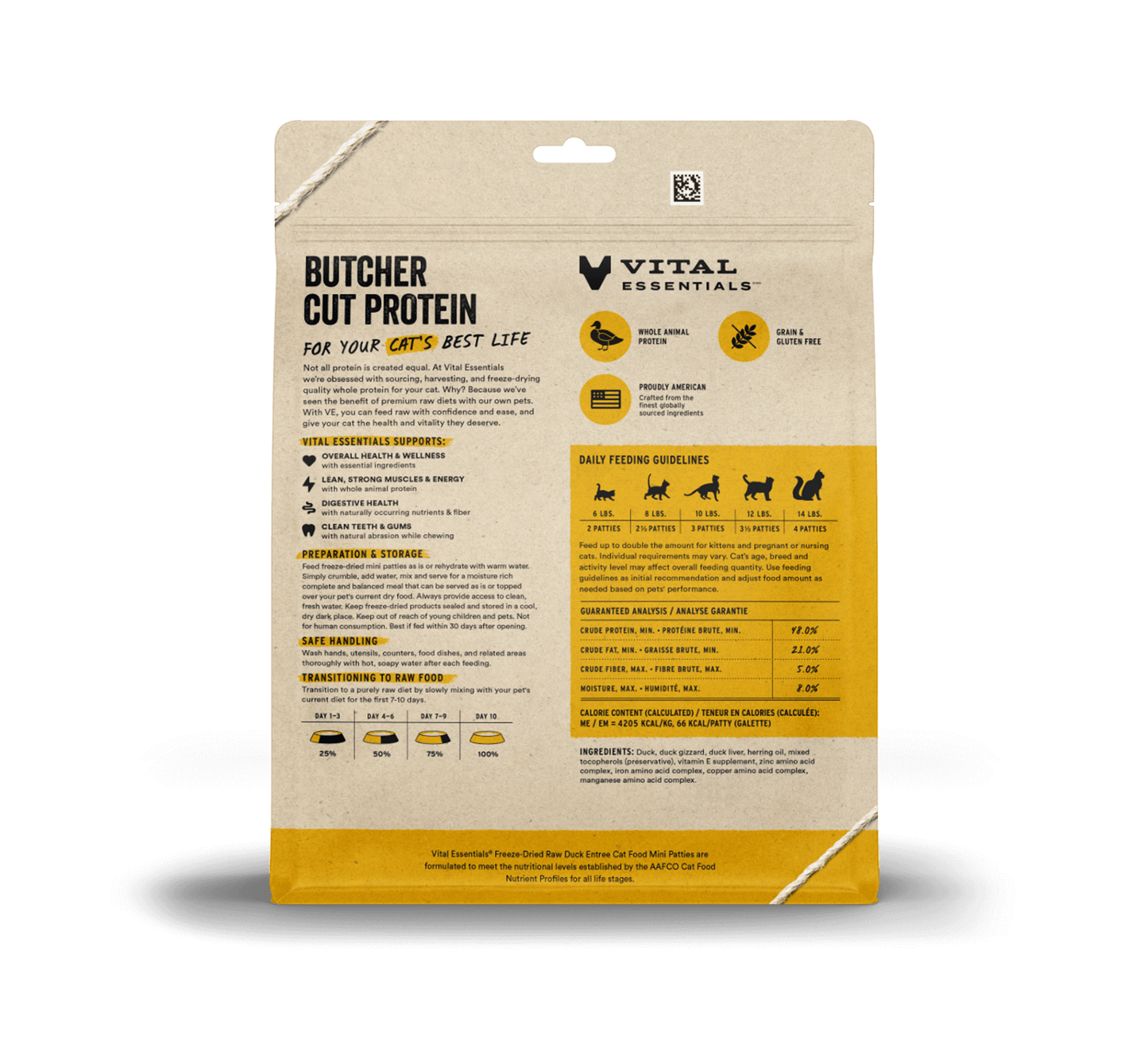 Vital Essentials® Freeze-Dried Raw Duck Entree Cat Food Mini Patties, 8 oz