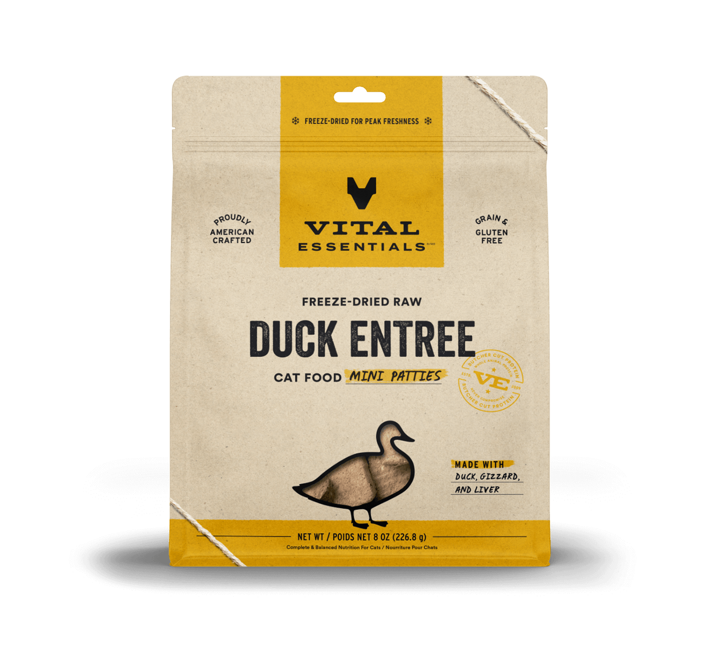 Vital Essentials® Freeze-Dried Raw Duck Entree Cat Food Mini Patties, 8 oz