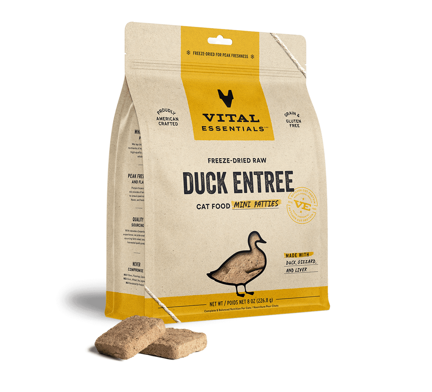 Vital Essentials® Freeze-Dried Raw Duck Entree Cat Food Mini Patties, 8 oz