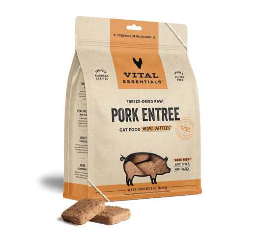 Vital Essentials® Freeze-Dried Raw Pork Entree Cat Food Mini Patties, 8 oz