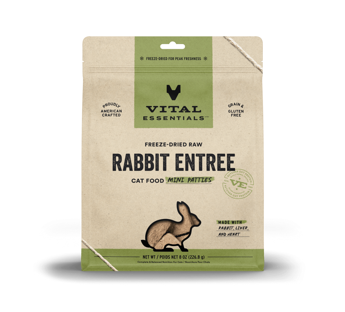 Vital Essentials® Freeze-Dried Raw Rabbit Entree Cat Food Mini Patties, 8 oz