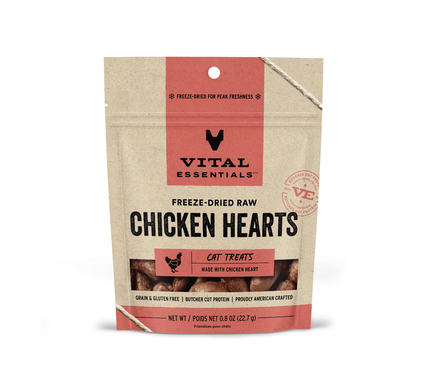 Vital Essentials® Freeze-Dried Chicken Hearts Cat Treats, 0.8 oz