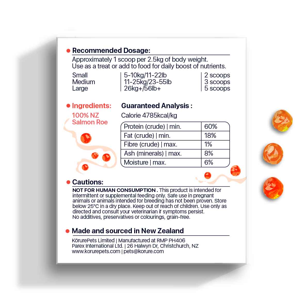 Kōrure Pets Dog Salmon Caviar - 35g Dried Whole Roe