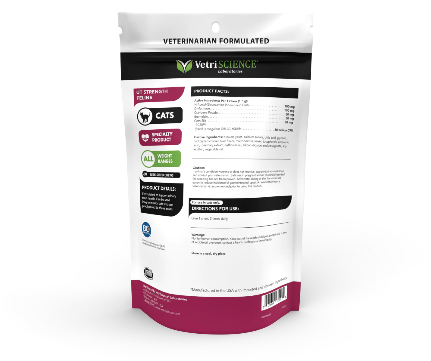 Vetriscience - UT Strength Feline Urinary Tract Supplement for Cats (60 chews)