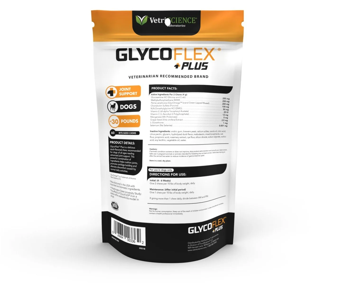 VetriScience® - GlycoFlex® Plus Hip & Joint Supplement for Dogs (60 chews)