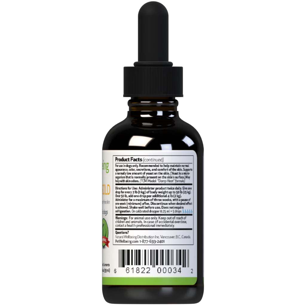 Pet Wellbeing - Derma Support Gold - for Canine Healthy Coat, Odor & Itching (2fl oz / 59ml)