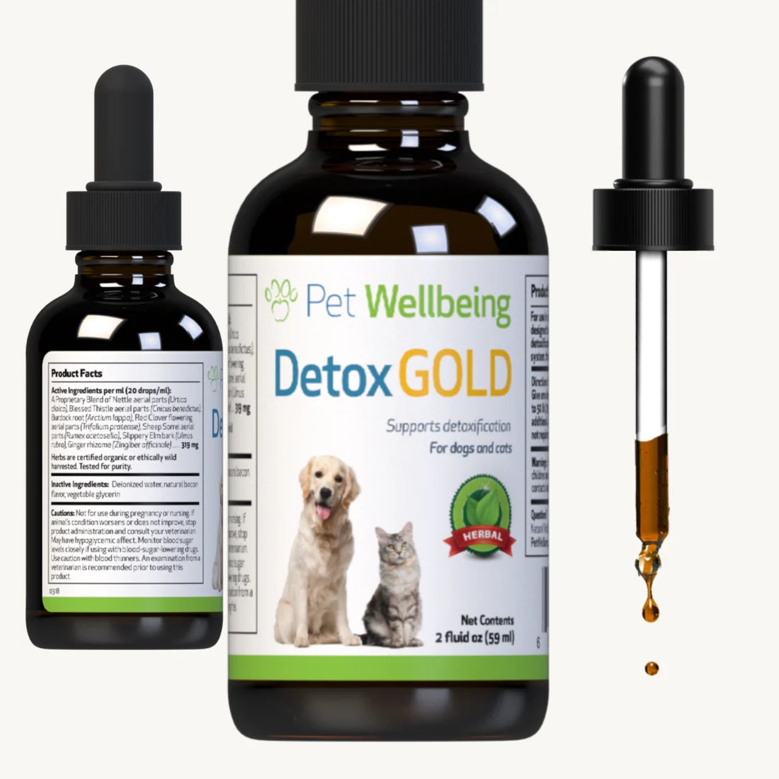 Pet Wellbeing - Detox Gold for Dogs - Gentle Detoxification & Elimination (2fl oz / 59ml)
