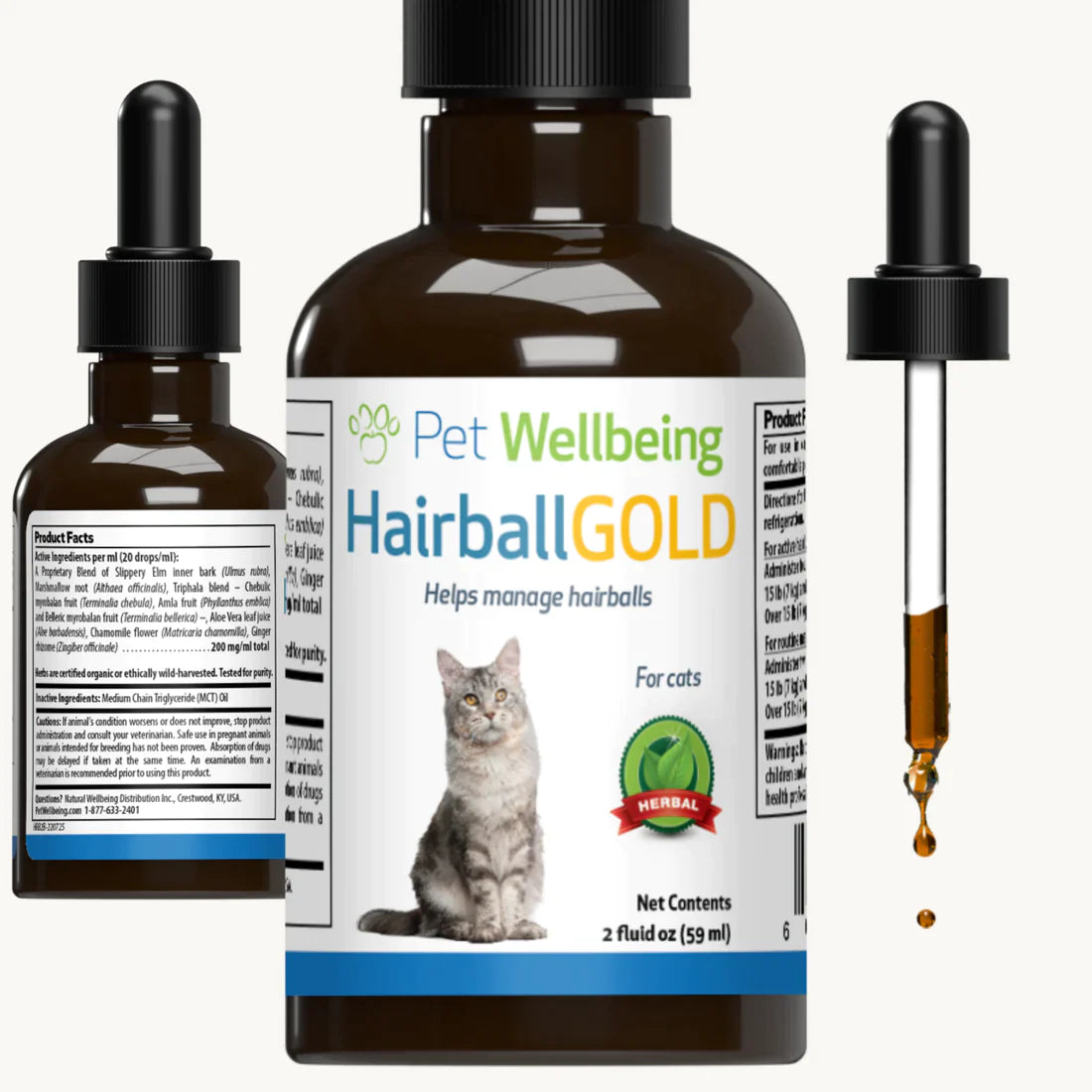 Pet Wellbeing - Hairball Gold - Natural Help for Hairballs (2fl oz / 59ml)