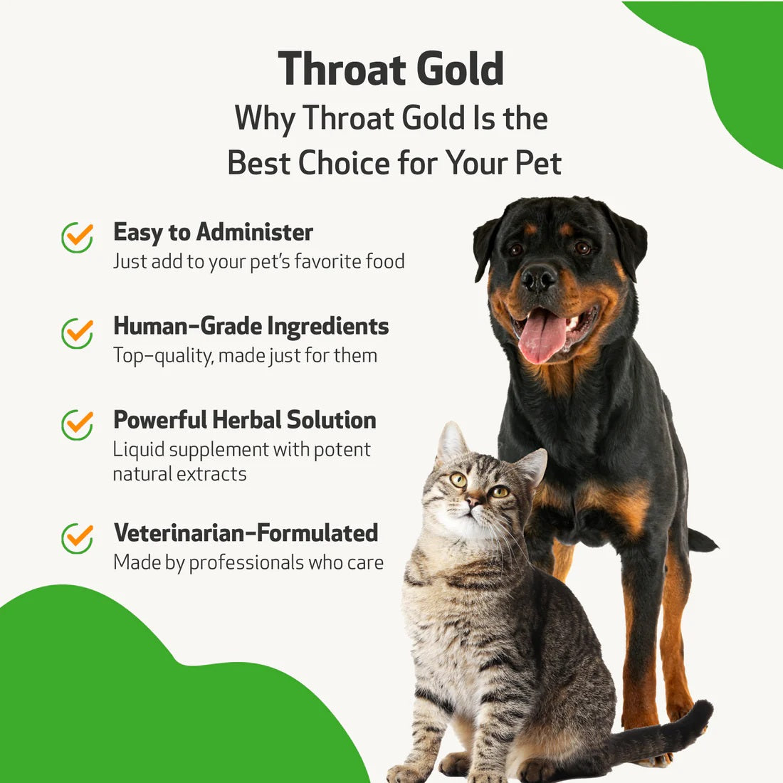 Pet Wellbeing - Throat Gold - Soothes Throat Irritation in Cats & Dogs