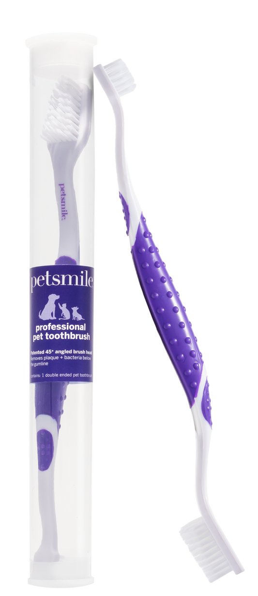 Petsmile Professional Pet Toothbrush - Patented 45° Dual-Ended Brush Head