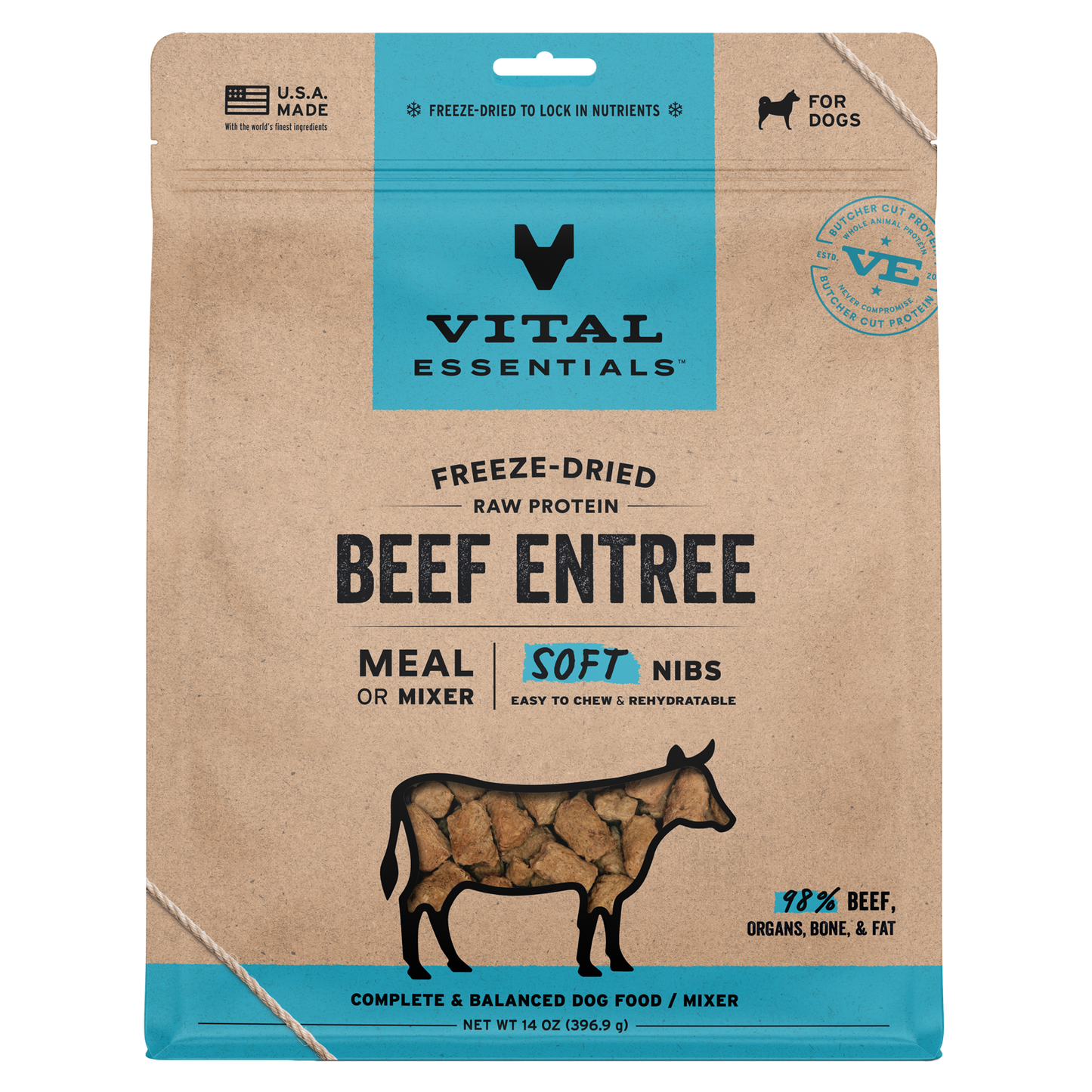 Vital Essentials® Freeze-Dried Raw Beef Entree & Mixer Dog Food Soft Nibs, 14 oz