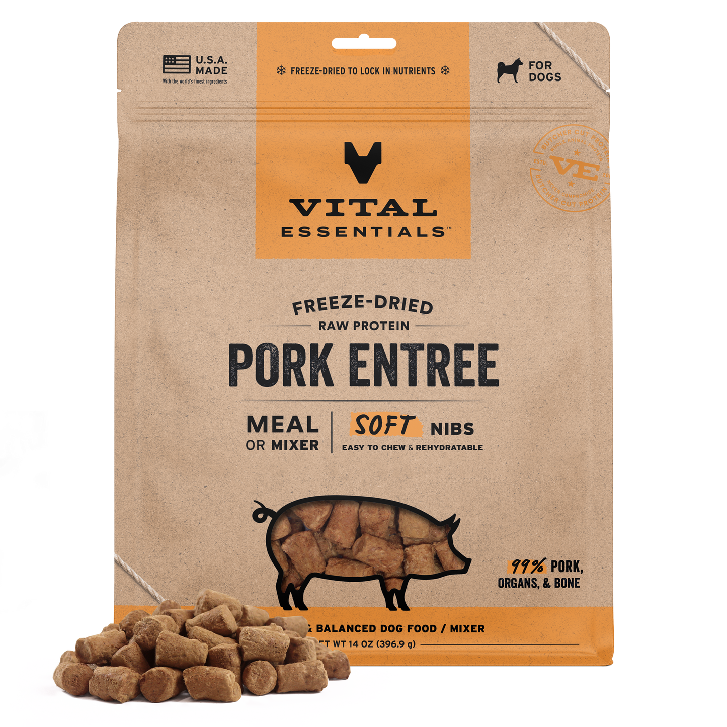 Vital Essentials® Freeze-Dried Raw Pork Entree & Mixer Dog Food Soft Nibs, 14 oz