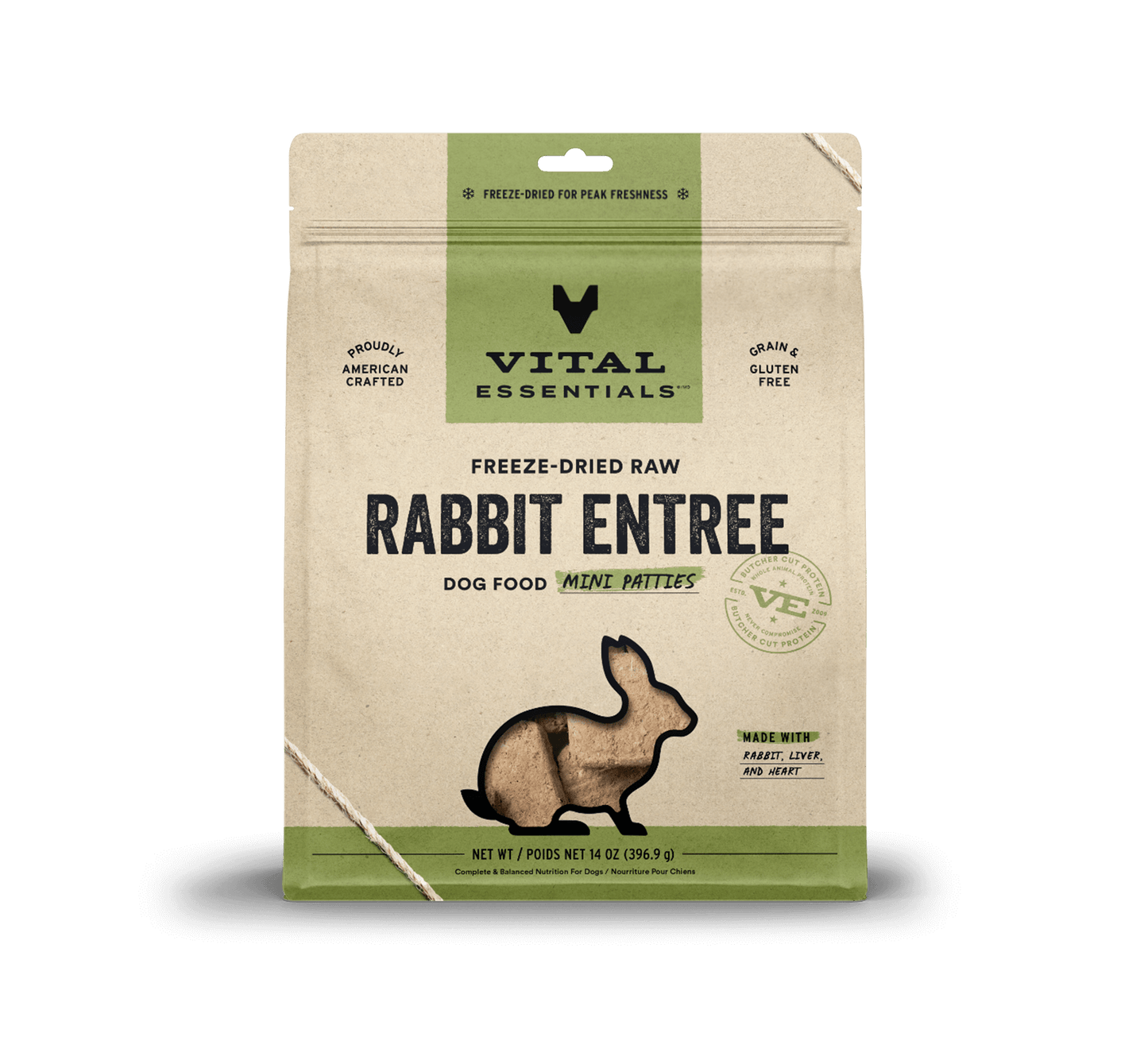 Vital Essentials® Freeze-Dried Raw Rabbit Entree Dog Food Mini Patties, 14oz