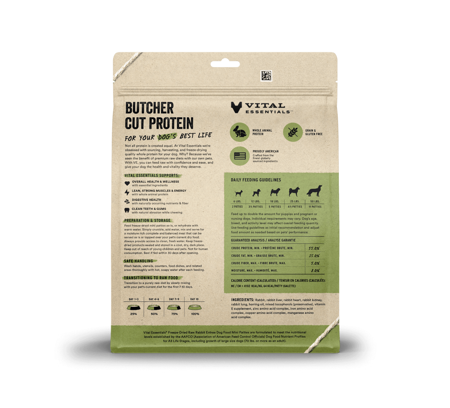 Vital Essentials® Freeze-Dried Raw Rabbit Entree Dog Food Mini Patties, 14oz