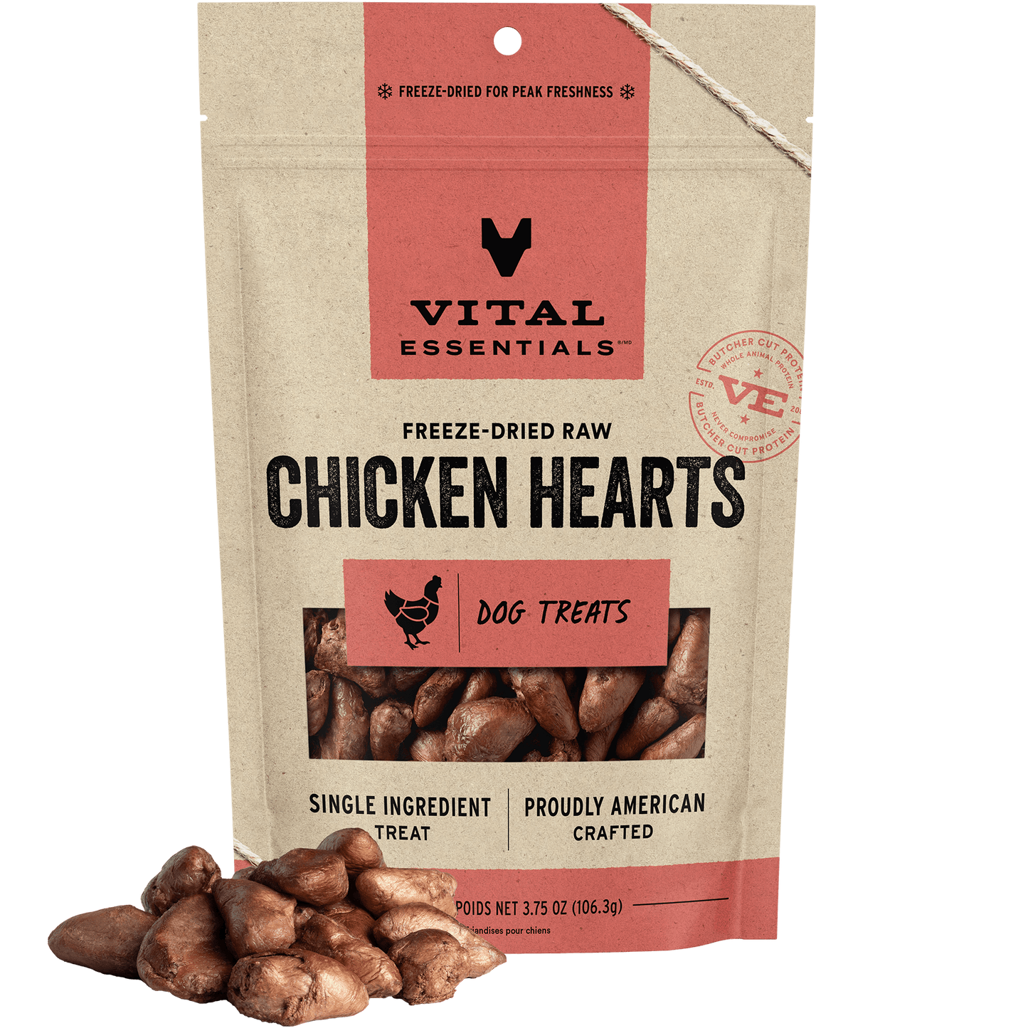 Vital Essentials® Freeze-Dried Chicken Hearts Dog Treats, 3.75 oz