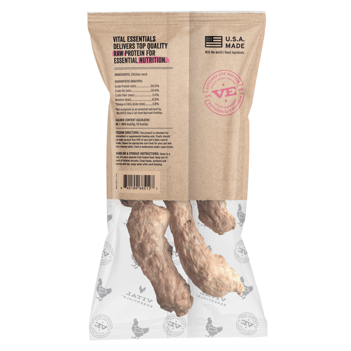 Vital Essentials RAW BAR Freeze-Dried Raw Chicken Necks Dog & Cat Treat, 1.23 oz