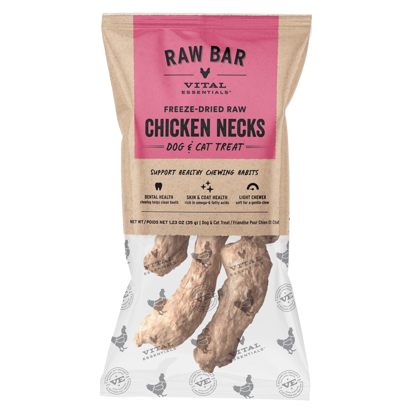 Vital Essentials RAW BAR Freeze-Dried Raw Chicken Necks Dog & Cat Treat, 1.23 oz