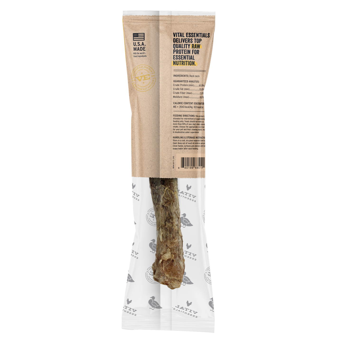 Vital Essentials® RAW BAR Freeze-Dried Raw Duck Neck Dog Treat, 0.7 oz