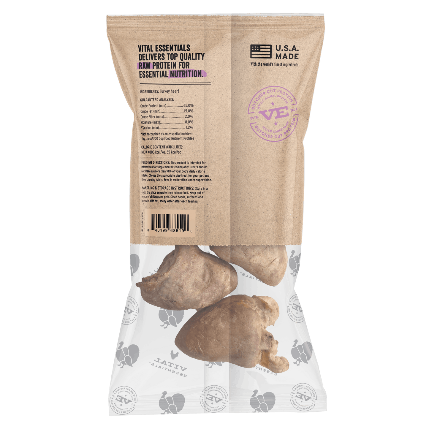 Vital Essentials RAW BAR Freeze-Dried Raw Turkey Hearts Dog Treat, 1.6 oz