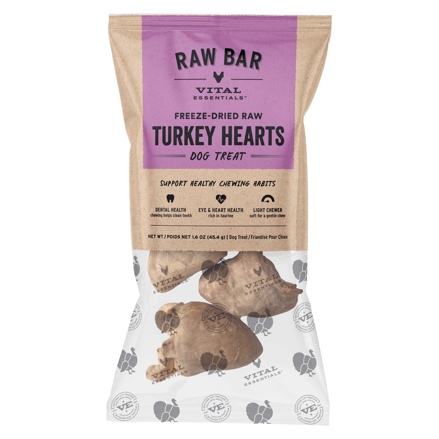 Vital Essentials RAW BAR Freeze-Dried Raw Turkey Hearts Dog Treat, 1.6 oz