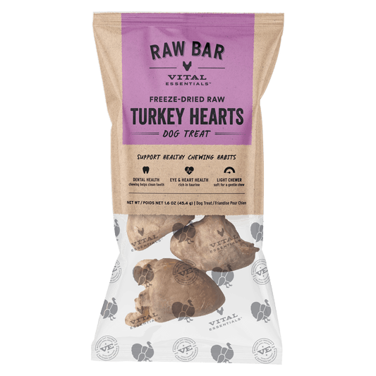 Vital Essentials RAW BAR Freeze-Dried Raw Turkey Hearts Dog Treat, 1.6 oz