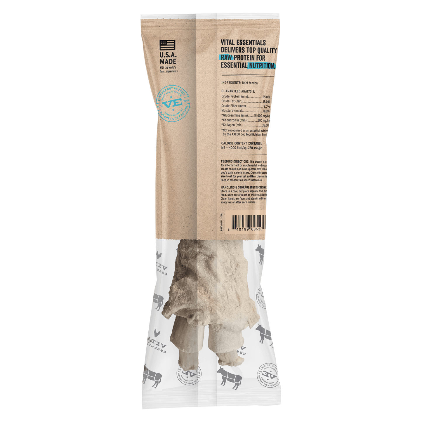 Vital Essentials RAW BAR Freeze-Dried Raw Beef Tendon Dog Treat, 1.76 oz