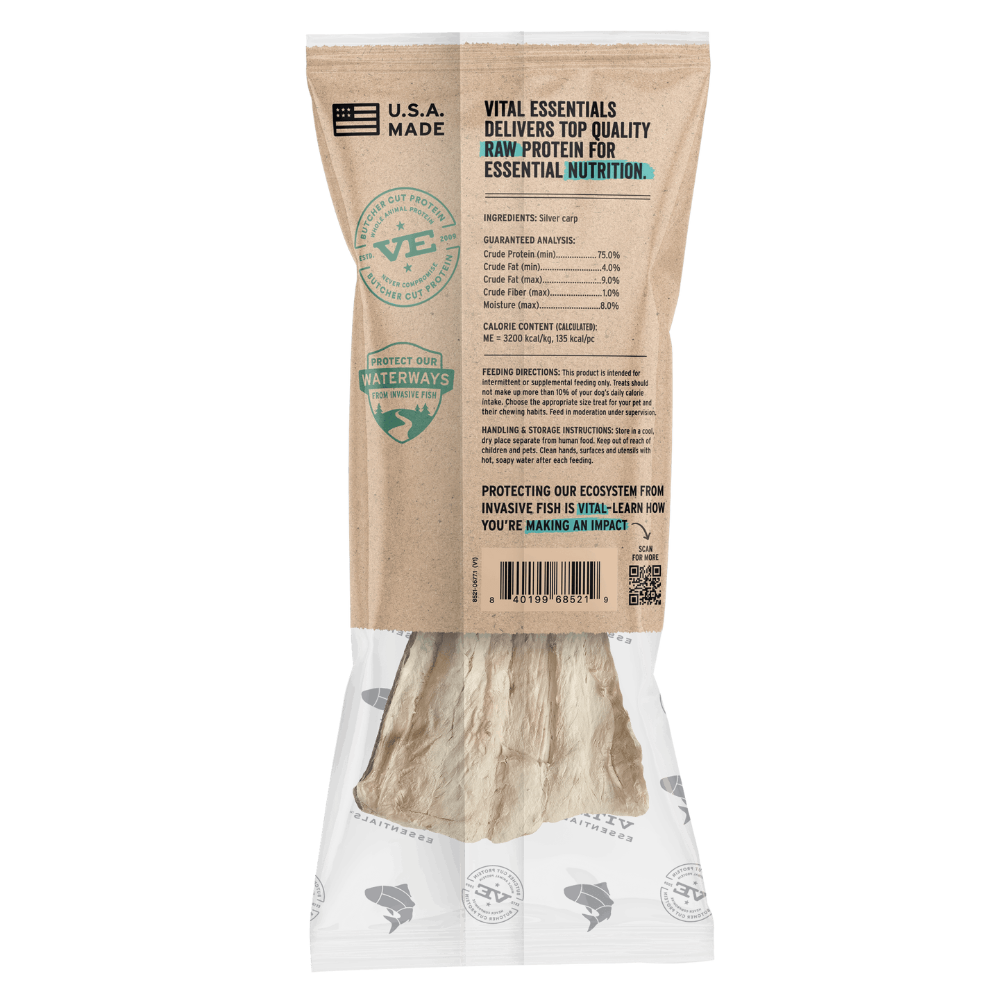 Vital Essentials RAW BAR Freeze-Dried Raw Silver Carp Filet Dog Treat, 1.12 oz