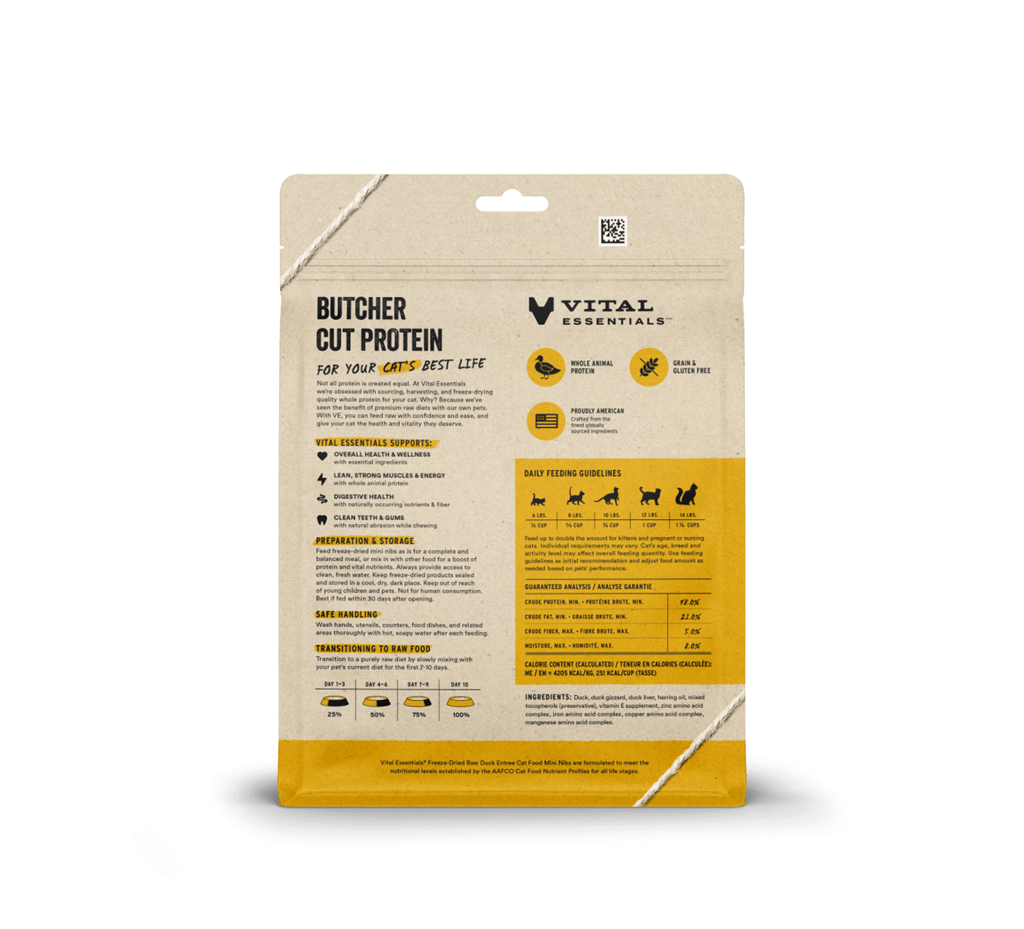 Vital Essentials® Freeze-Dried Raw Duck Entree Cat Food Mini Nibs, 8 oz
