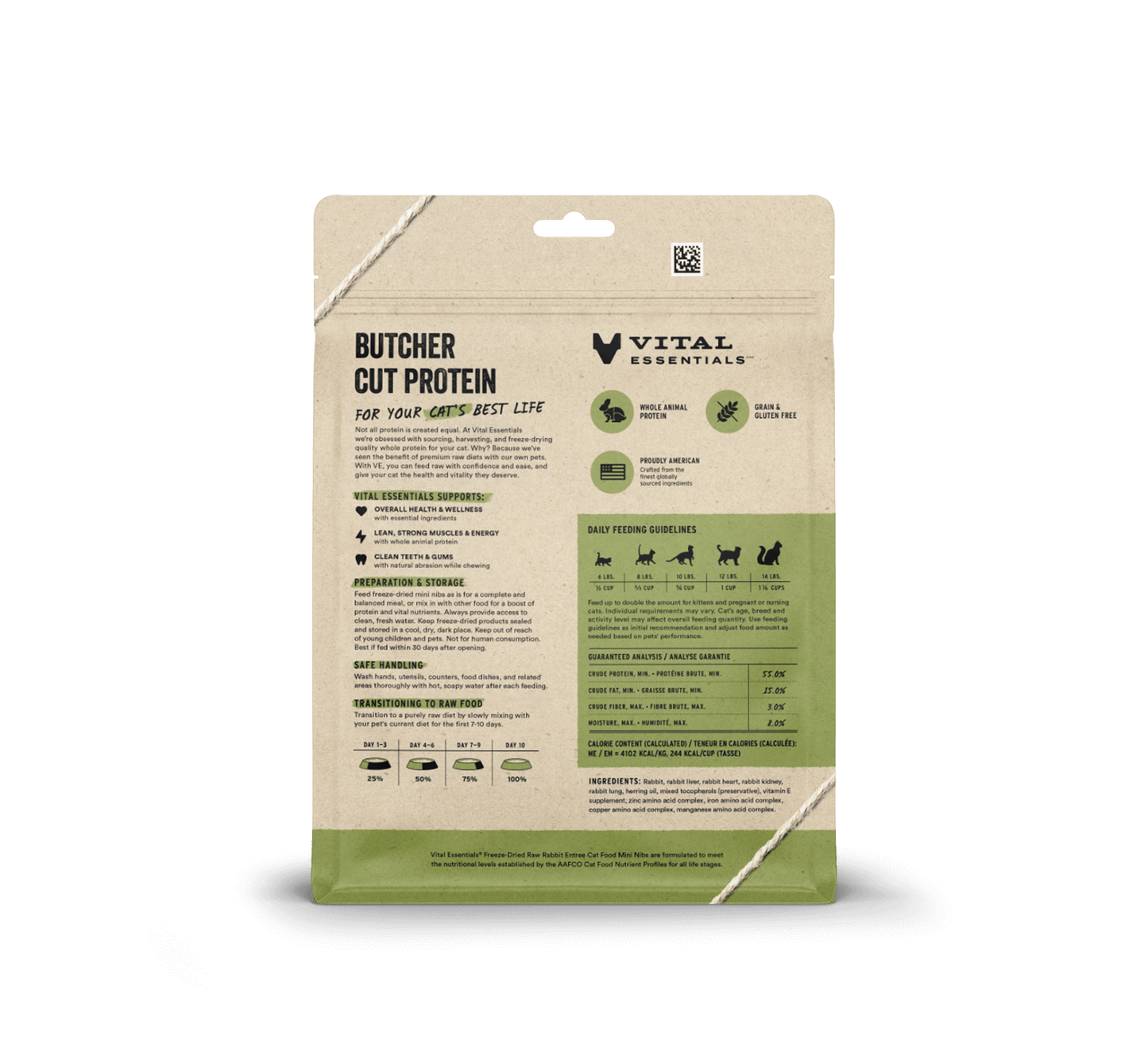 Vital Essentials® Freeze-Dried Raw Rabbit Entree Cat Food Mini Nibs, 8 oz