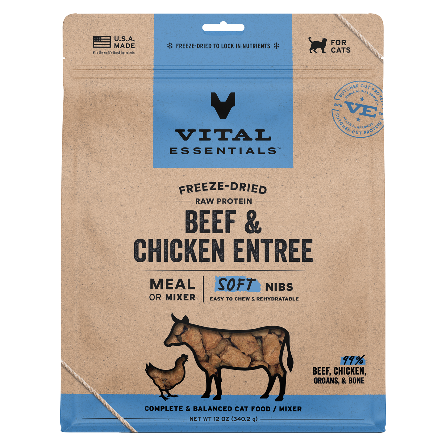 Vital Essentials® Freeze-Dried Raw Beef & Chicken Entree Cat Food Soft Nibs, 12 oz