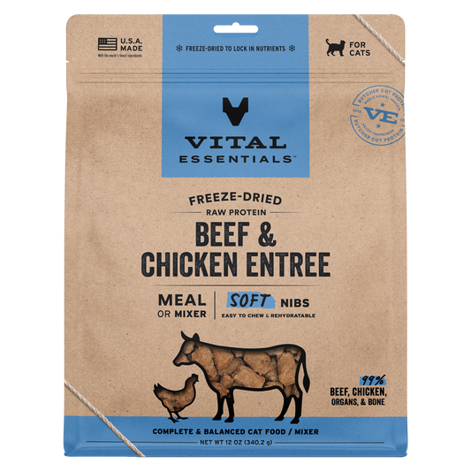 Vital Essentials® Freeze-Dried Raw Beef & Chicken Entree Cat Food Soft Nibs, 12 oz