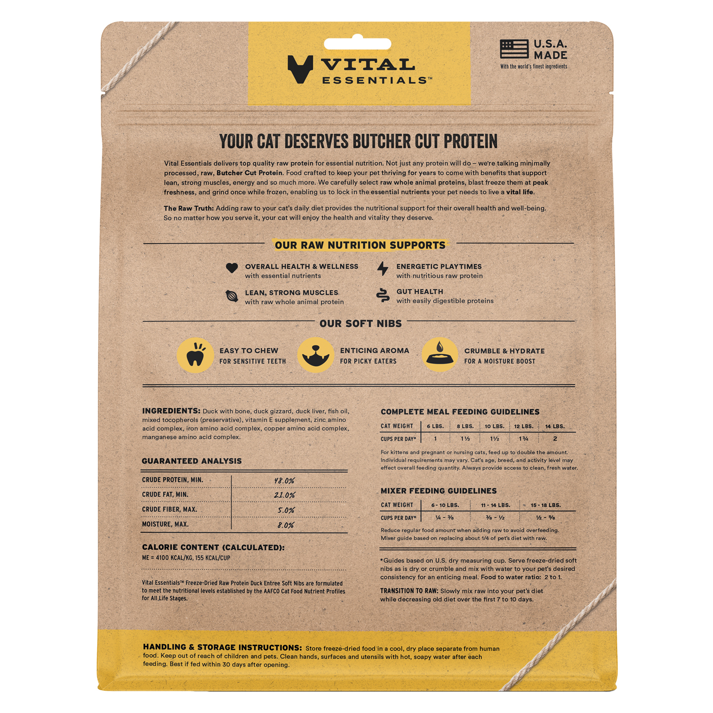 Vital Essentials® Freeze-Dried Raw Duck Entree Cat Food Soft Nibs, 12 oz