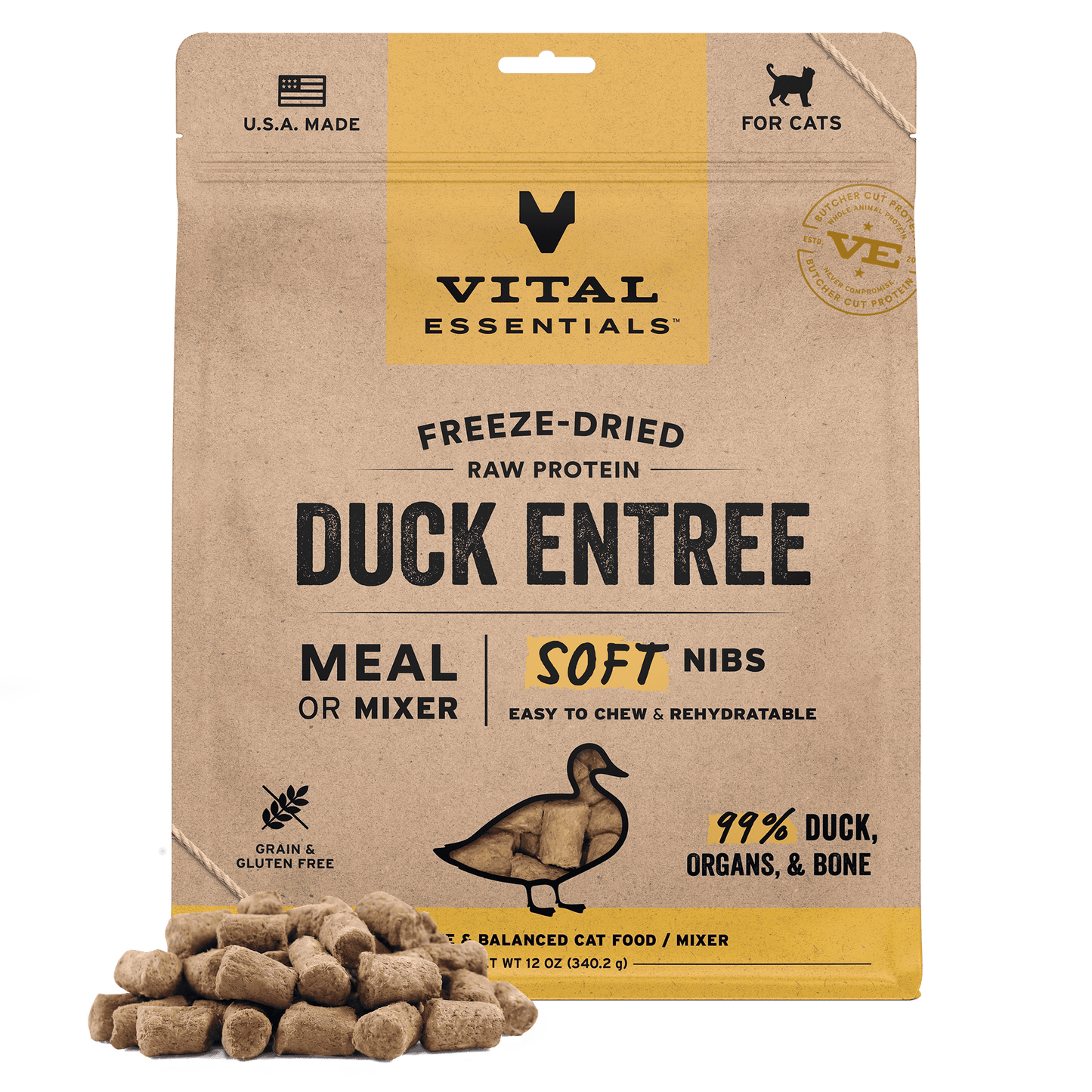 Vital Essentials® Freeze-Dried Raw Duck Entree Cat Food Soft Nibs, 12 oz
