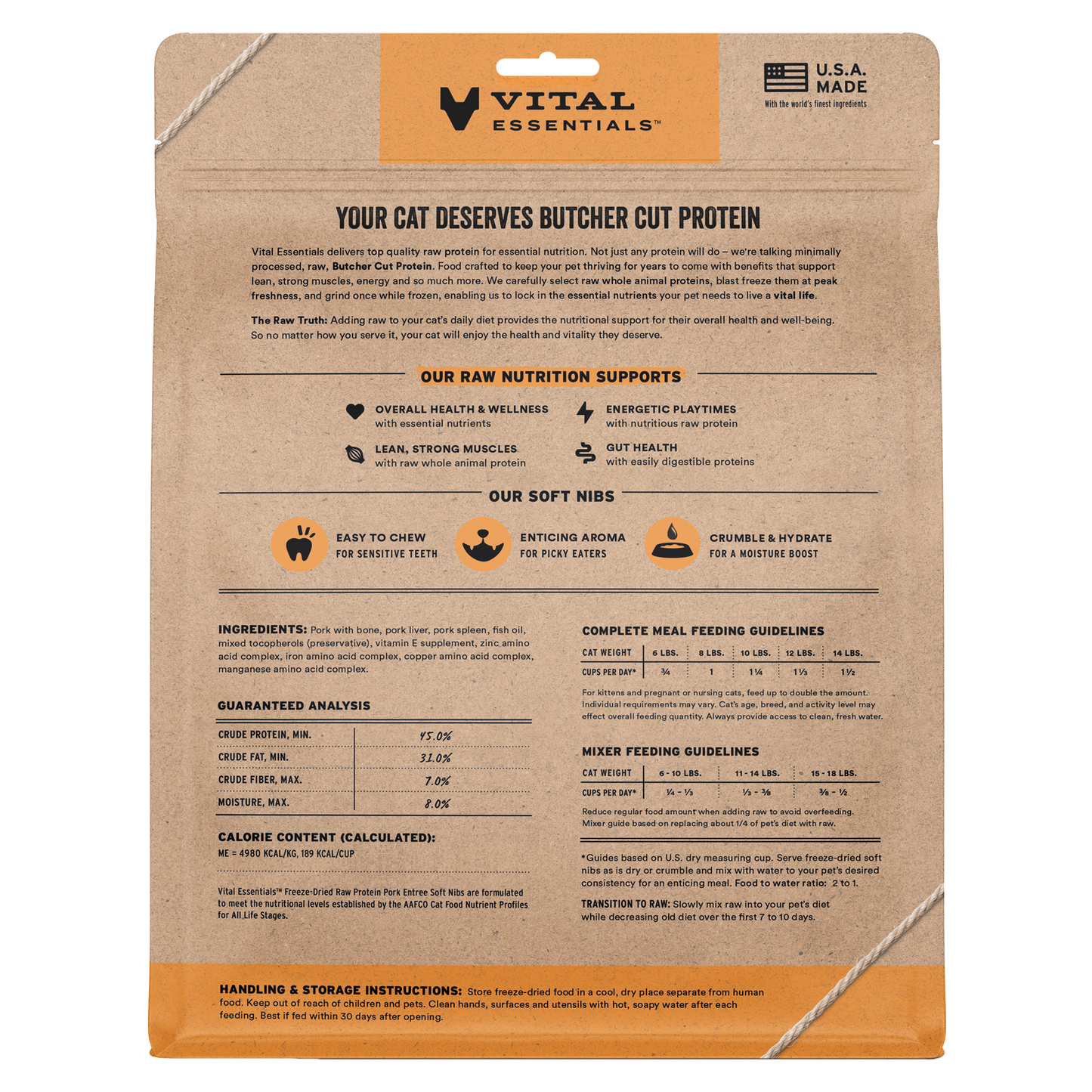 Vital Essentials® Freeze-Dried Raw Pork Entree Cat Food Soft Nibs, 12 oz