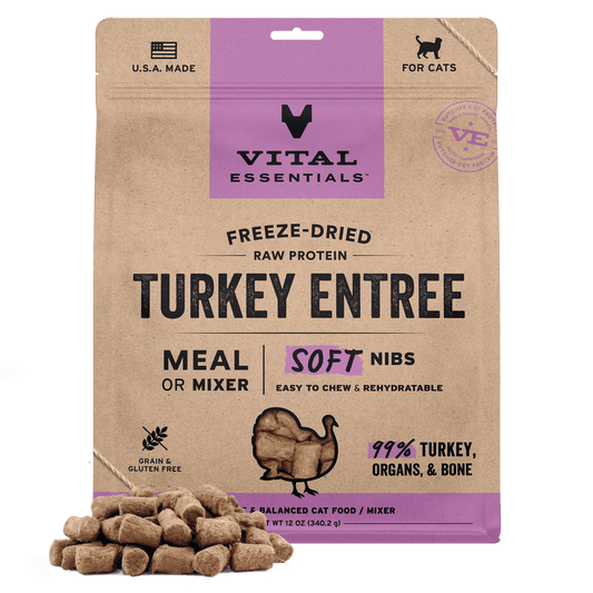 Vital Essentials® Freeze-Dried Raw Turkey Entree Cat Food Soft Nibs, 12 oz