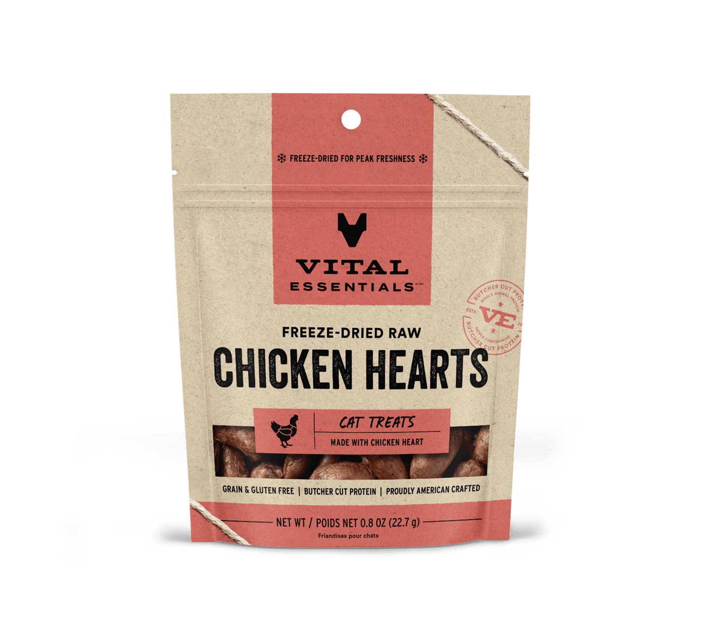 Vital Essentials® Freeze-Dried Chicken Hearts Cat Treats, 0.8 oz