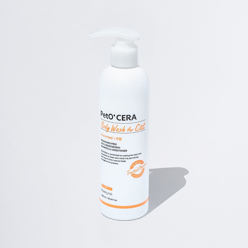 PetOCERA Body Wash for Cat Unscented 300ml - Fragrance-free, hypoallergenic all-in-one shampoo for sensitive cats