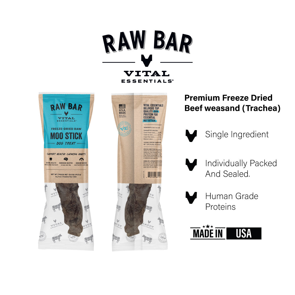 Vital Essentials® RAW BAR Freeze-Dried Raw Moo Stick Dog Treat, 0.5 oz